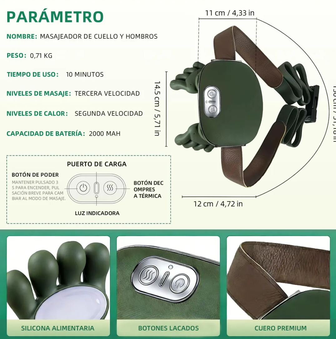 Masajeador de Cuello y Hombros 4D | Calor Infrarrojo e Inalámbrico.